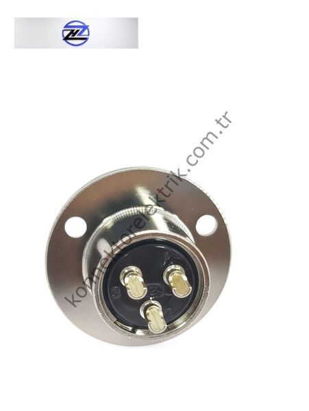 HZ CONNECTORS GX20 19M-3E Yuvarlak Flanş 3 Pin Metal Kasa Panel Tipi Erkek Mike (Mayk) Konnektör