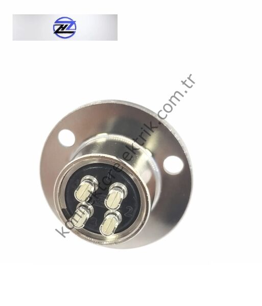 HZ CONNECTORS GX20 19M-4E Yuvarlak Flanş 4 Pin Metal Kasa Panel Tipi Erkek Mike (Mayk) Konnektör