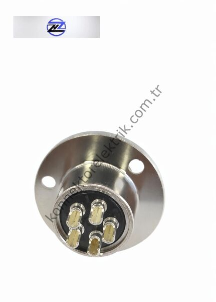 HZ CONNECTORS GX20 19M-5E Yuvarlak Flanş 5 Pin Metal Kasa Panel Tipi Erkek Mike (Mayk) Konnektör