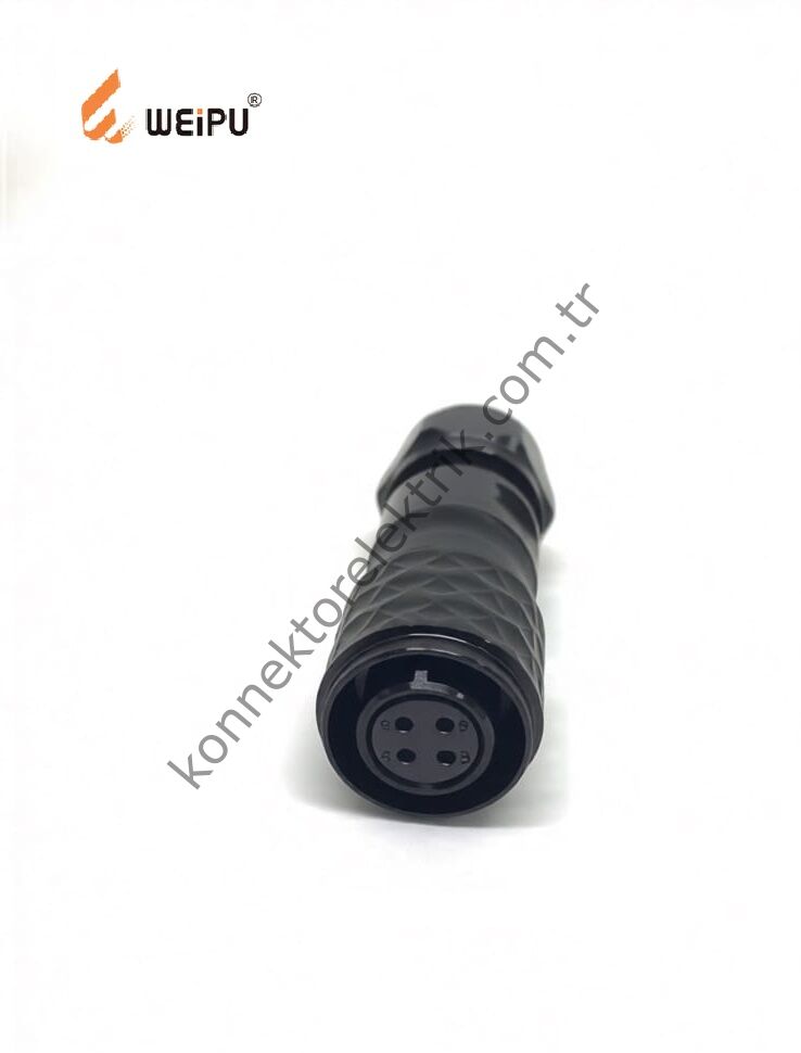 WEIPU SA1210/S4 4 Pin IP67 Hafifletilmiş Metal Kasa Kablo Tipi Dişi Su Geçirmez Konnektör