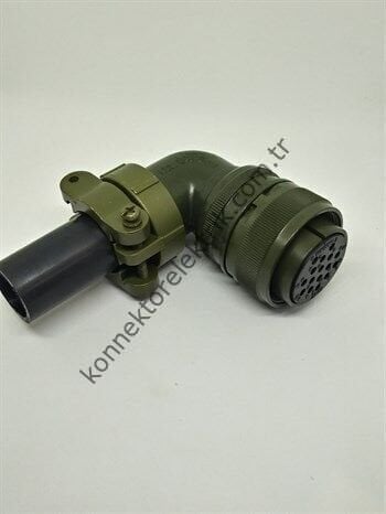 KUKDONG MS3108F 24-5S 16 Pin Metal Kasa 90° Açılı Kablo Tipi Dişi Askeri Konnektör