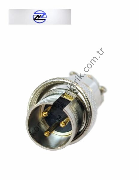 HZ CONNECTORS GX16 16MF-3A 3 Pin Metal Kasa Kablo Tipi Erkek Mike (Mayk) Konnektör
