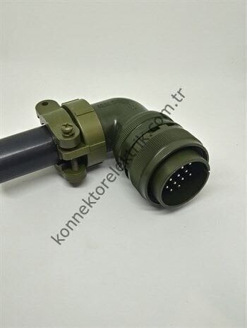 KUKDONG MS3108F 24-5P 16 Pin Metal Kasa 90° Açılı Kablo Tipi Erkek Askeri Konnektör