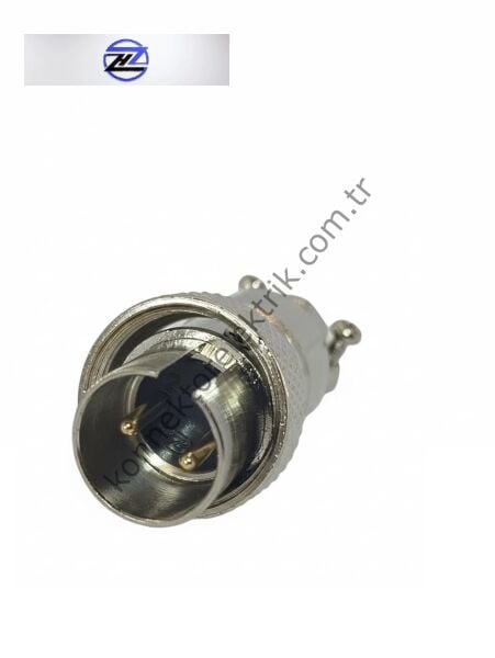 HZ CONNECTORS GX16 16MF-2A 2 Pin Metal Kasa Kablo Tipi Erkek Mike (Mayk) Konnektör