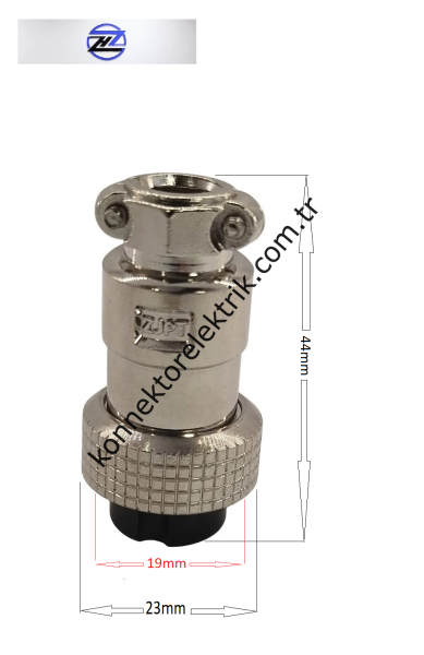 HZ CONNECTORS GX20 19M-6A 6 Pin Metal Kasa Kablo Tipi Dişi Mike (Mayk) Konnektör