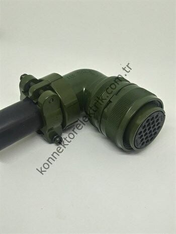 KUKDONG MS3108F 24-28S 24 Pin Metal Kasa 90° Açılı Kablo Tipi Dişi Askeri Konnektör