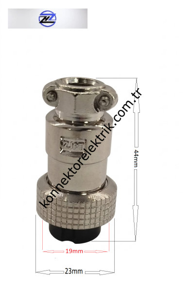 HZ CONNECTORS GX20 19M-8A 8 Pin Metal Kasa Kablo Tipi Dişi Mike (Mayk) Konnektör