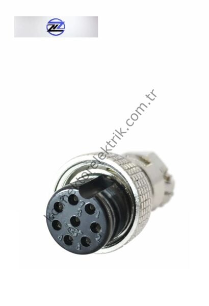 HZ CONNECTORS GX20 19M-8A 8 Pin Metal Kasa Kablo Tipi Dişi Mike (Mayk) Konnektör