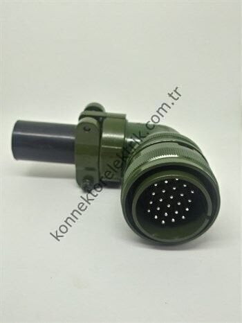 KUKDONG MS3108F 24-28P 24 Pin Metal Kasa 90° Açılı Kablo Tipi Erkek Askeri Konnektör