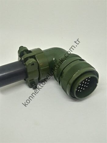 KUKDONG MS3108F 24-28P 24 Pin Metal Kasa 90° Açılı Kablo Tipi Erkek Askeri Konnektör