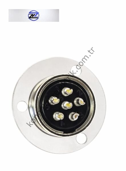 HZ CONNECTORS 19M-6E Yuvarlak Flanşlı 6 Pinli Metal Kasa Panel Tipi Erkek Konnektör