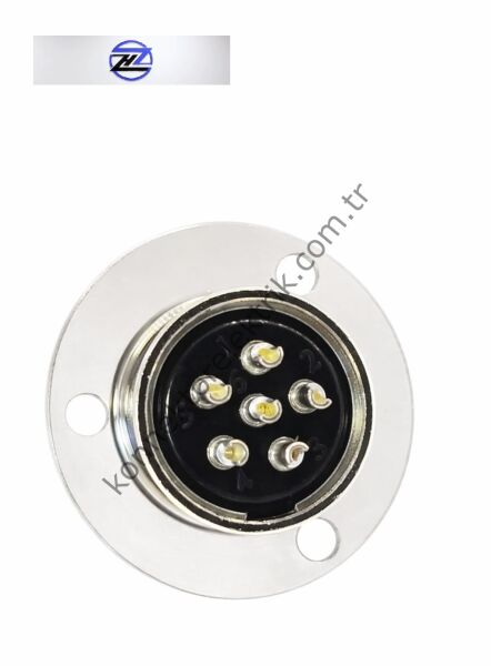 HZ CONNECTORS GX20 19M-6E Yuvarlak Flanş 6 Pin Metal Kasa Panel Tipi Erkek Mike (Mayk) Konnektör