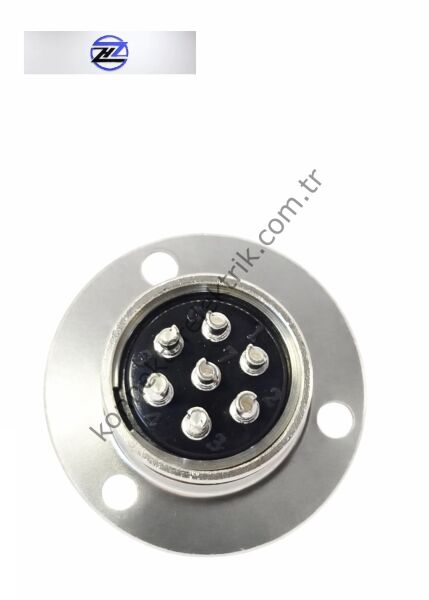 HZ CONNECTORS GX20 19M-7E Yuvarlak Flanş 7 Pin Metal Kasa Panel Tipi Erkek Mike (Mayk) Konnektör