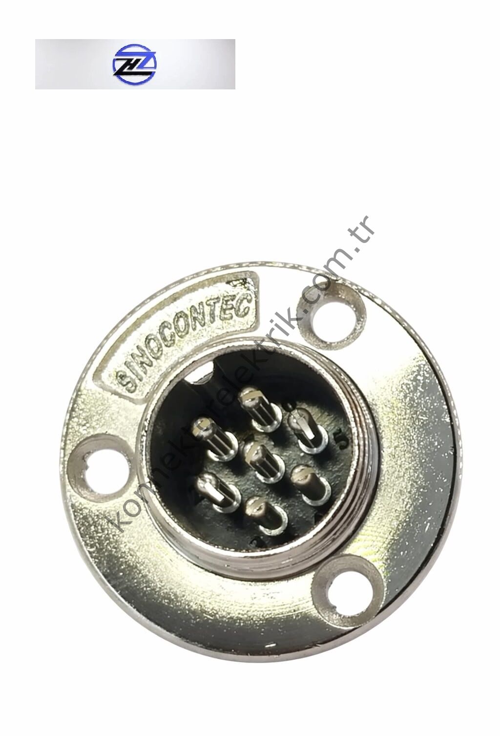 HZ CONNECTORS GX20 19M-7E Yuvarlak Flanş 7 Pin Metal Kasa Panel Tipi Erkek Mike (Mayk) Konnektör