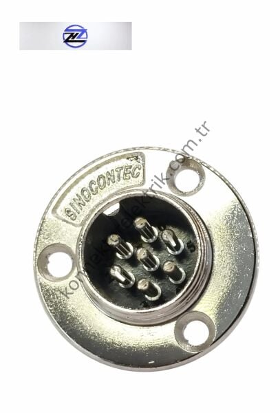 HZ CONNECTORS GX20 19M-7E Yuvarlak Flanş 7 Pin Metal Kasa Panel Tipi Erkek Mike (Mayk) Konnektör