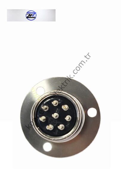 HZ CONNECTORS GX20 19M-8E Yuvarlak Flanş 8 Pin Metal Kasa Panel Tipi Erkek Mike (Mayk) Konnektör