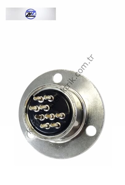 HZ CONNECTORS 19M-9E Yuvarlak Flanşlı 9 Pinli Metal Kasa Panel Tipi Erkek Konnektör