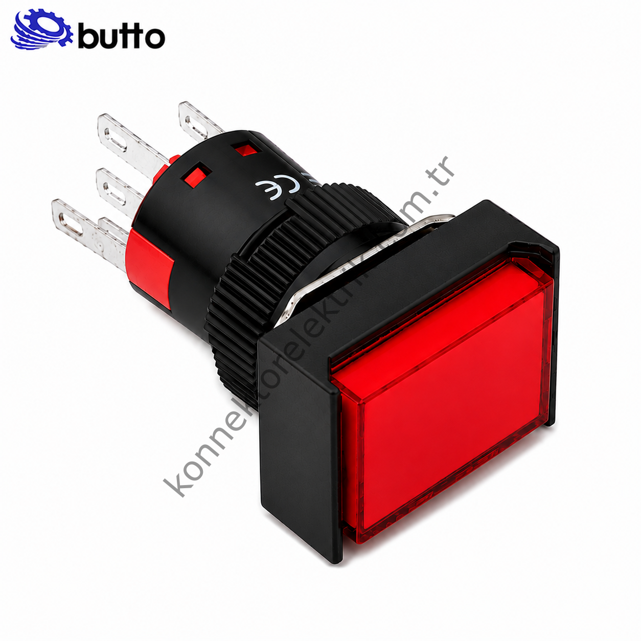 BUTTO  K16-392-RD K16-392 16mm Dikdörtgen Plastik Gövde Kalıcı Buton Led Işıklı