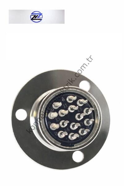 HZ CONNECTORS 19M-15E Yuvarlak Flanşlı 15 Pinli Metal Kasa Panel Tipi Erkek Konnektör