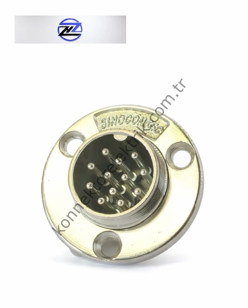 HZ CONNECTORS GX20 19M-12E Yuvarlak Flanş 12 Pin Metal Kasa Panel Tipi Erkek Mike (Mayk) Konnektör