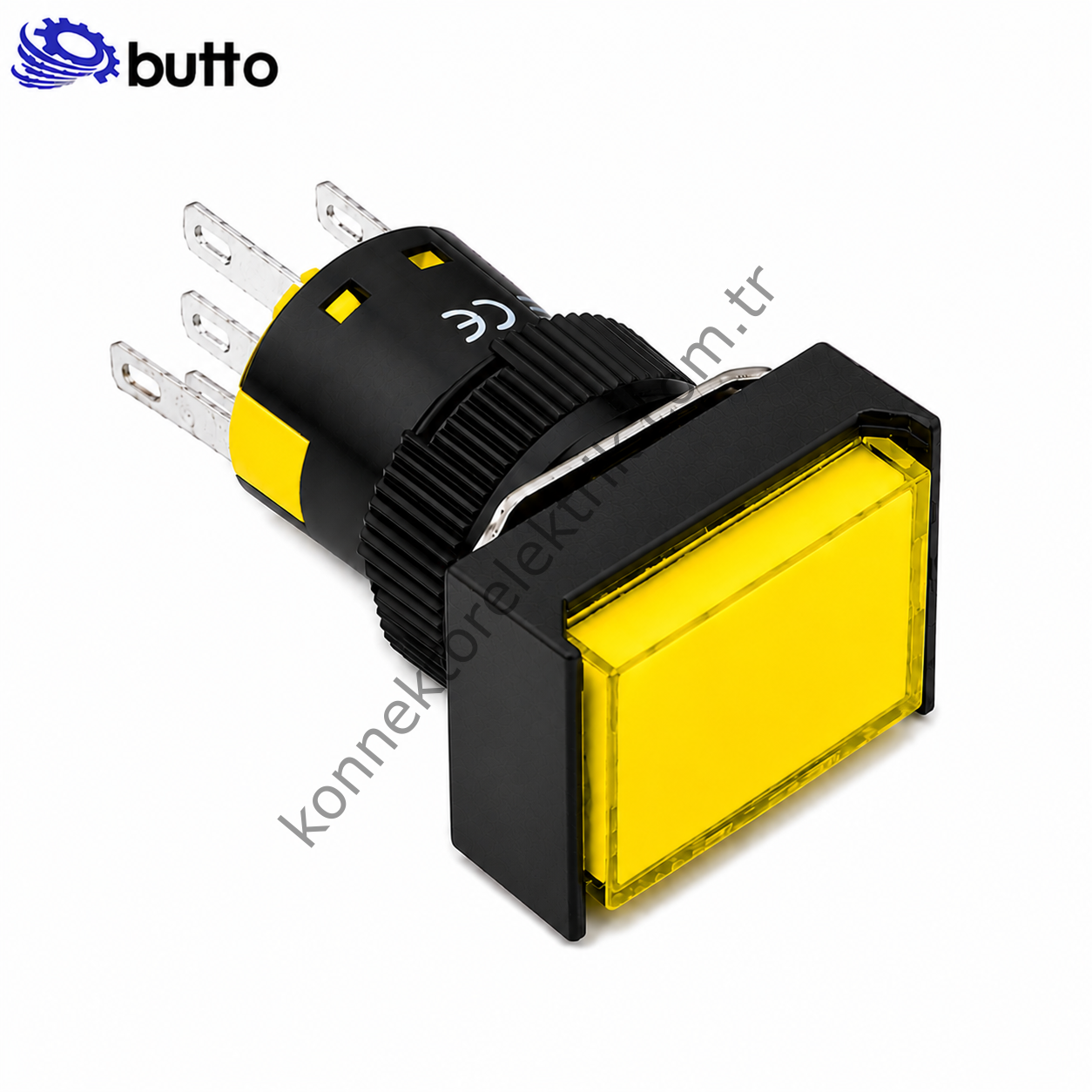 BUTTO K16-392-YD K16-392 16mm Dikdörtgen Plastik Gövde Kalıcı Buton Led Işıklı