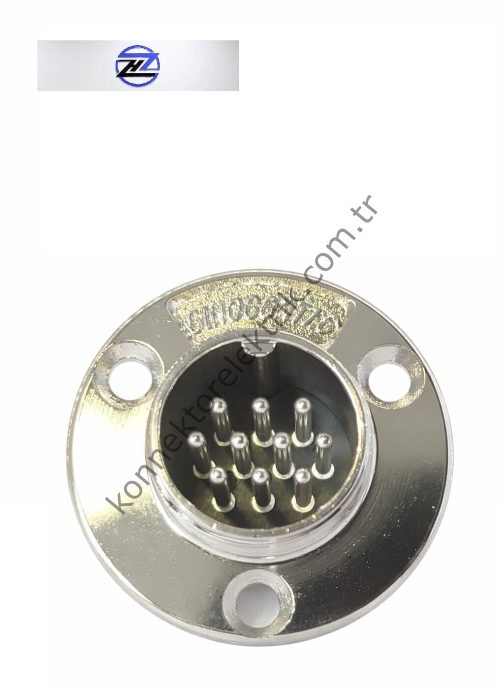 HZ CONNECTORS 19M-10E Yuvarlak Flanşlı 10 Pinli Metal Kasa Panel Tipi Erkek Konnektör