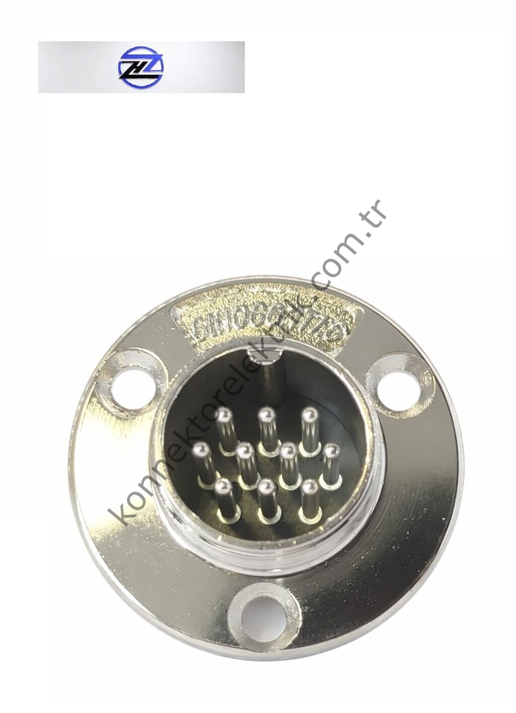 HZ CONNECTORS GX20 19M-10E Yuvarlak Flanş 10 Pin Metal Kasa Panel Tipi Erkek Mike (Mayk) Konnektör