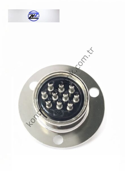 HZ CONNECTORS GX20 19M-10E Yuvarlak Flanş 10 Pin Metal Kasa Panel Tipi Erkek Mike (Mayk) Konnektör