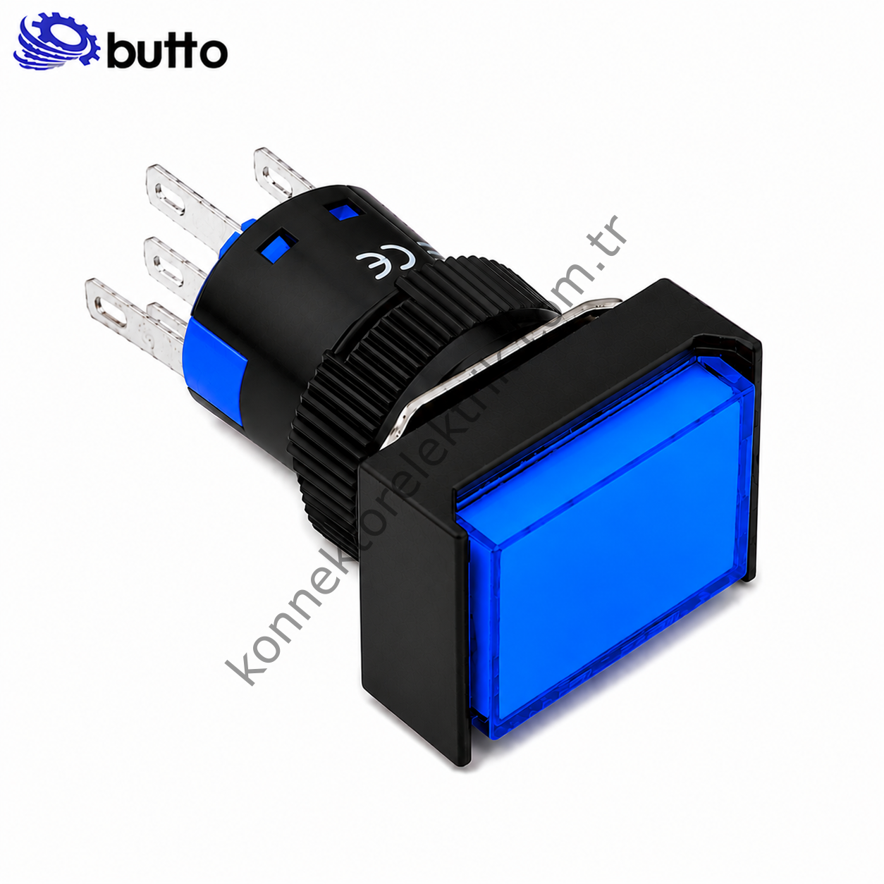 BUTTO K16-392-BD K16-392 16mm Dikdörtgen Plastik Gövde Kalıcı Buton Led Işıklı