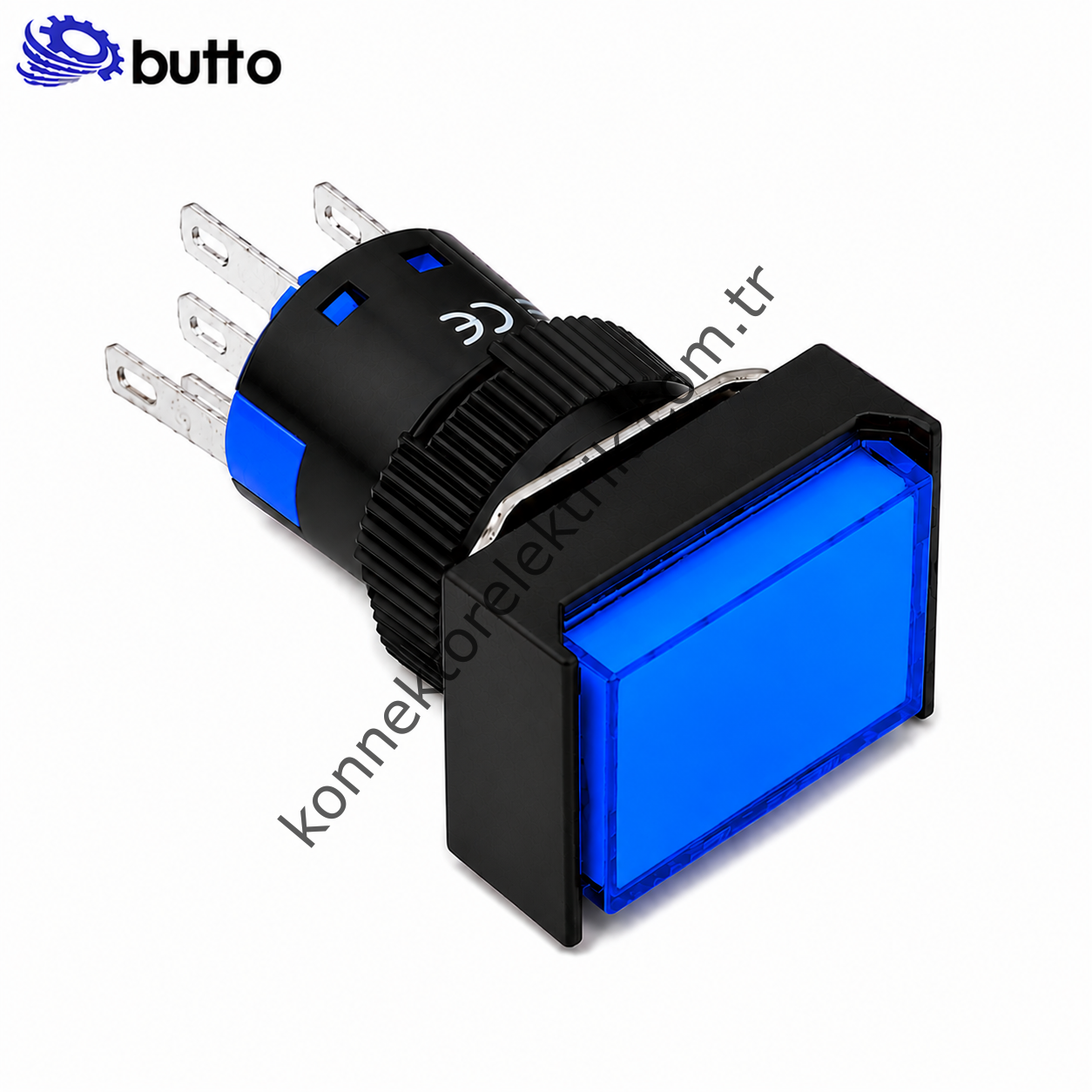 BUTTO  K16-392-BA2 K16-392 16mm Dikdörtgen Plastik Gövde Kalıcı Buton Led Işıklı