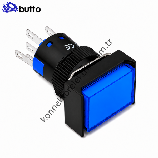 BUTTO  K16-392-BA2 K16-392 16mm Dikdörtgen Plastik Gövde Kalıcı Buton Led Işıklı