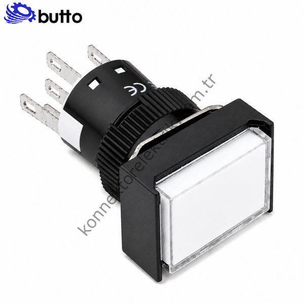 BUTTO K16-392-WD K16-392 16mm Dikdörtgen Plastik Gövde Kalıcı Buton Led Işıklı