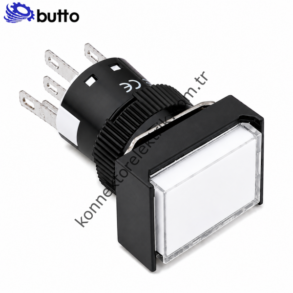 BUTTO  K16-392-WA2 K16-392 16mm Dikdörtgen Plastik Gövde Kalıcı Buton Led Işıklı