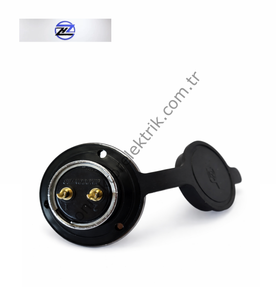 HZ CONNECTORS GX25 25M-2E Yuvarlak Flanş 2 Pin Metal Kasa Panel Tipi Erkek Mike (Mayk) Konnektör