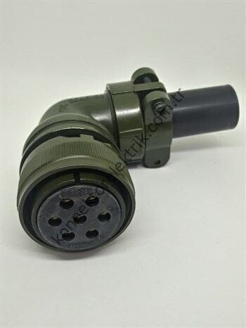 KUKDONG MS3108F 24-2S 7 Pin Metal Kasa 90° Açılı Kablo Tipi Dişi Askeri Konnektör