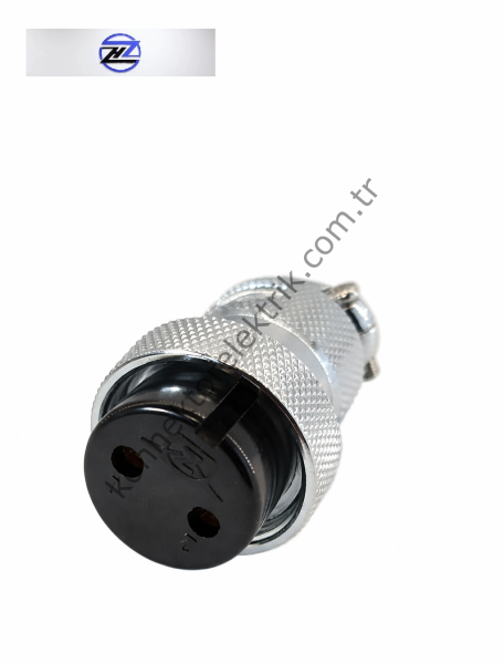 HZ CONNECTORS 25M-2A 2 Pinli Metal Kasa Kablo Tipi  Dişi Konnektör