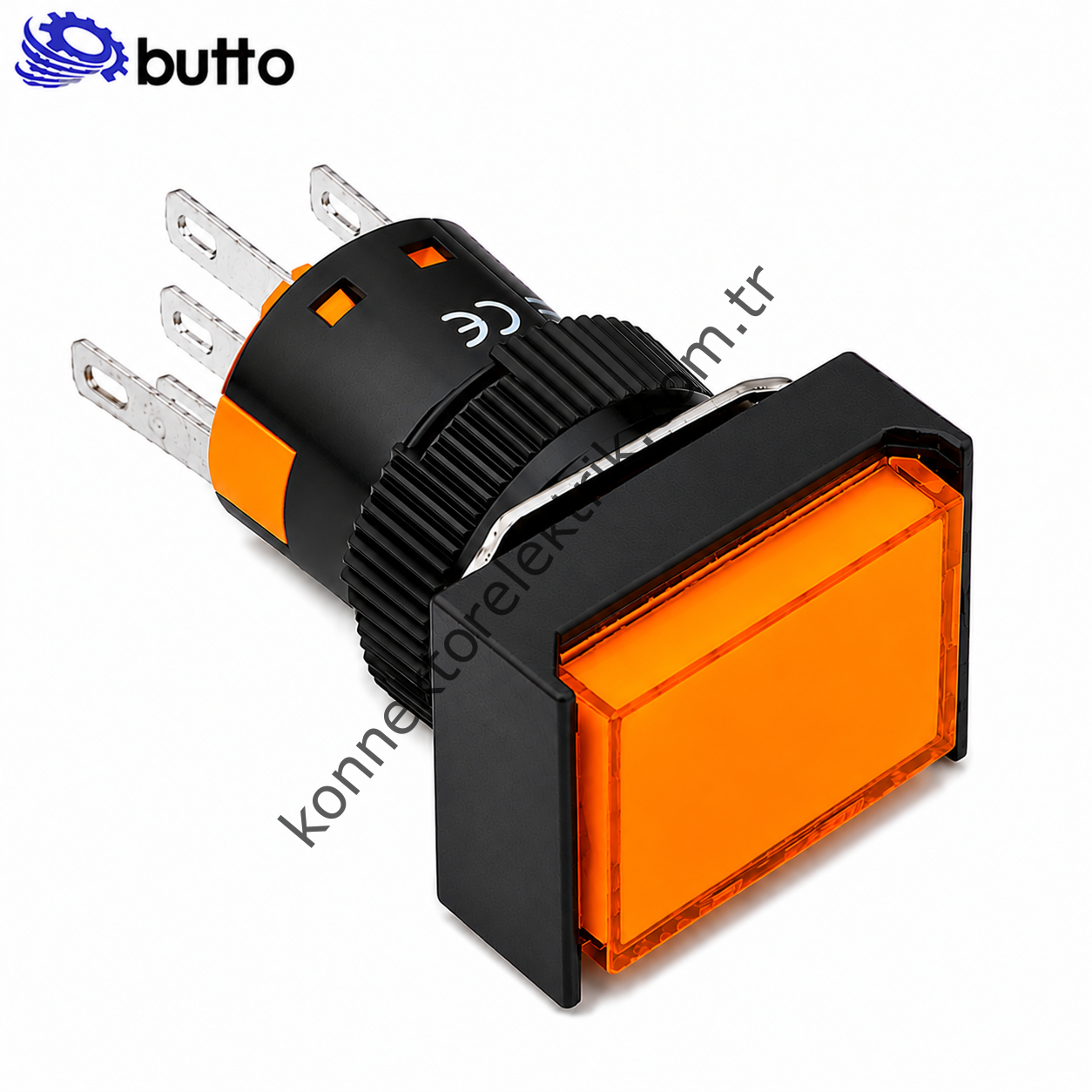 BUTTO K16-392-OA2 K16-392 16mm Dikdörtgen Plastik Gövde Kalıcı Buton Led Işıklı