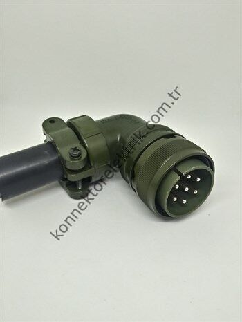 KUKDONG MS3108F 24-2P 7 Pin Metal Kasa 90° Açılı Kablo Tipi Erkek Askeri Konnektör