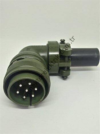 KUKDONG MS3108F 24-2P 7 Pin Metal Kasa 90° Açılı Kablo Tipi Erkek Askeri Konnektör