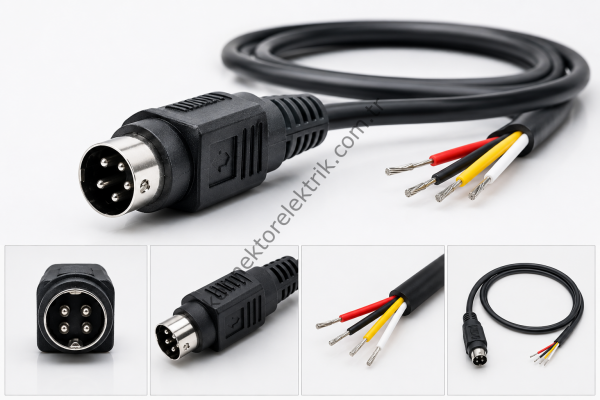 HZ CONNECTORS 4 Pin Mini-DIN DC Güç Kablosu