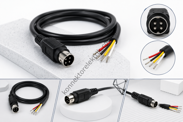 HZ CONNECTORS 4 Pin Mini-DIN DC Güç Kablosu