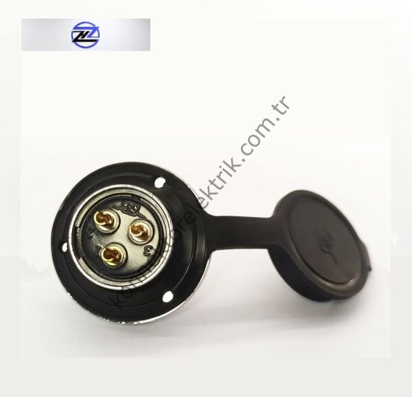 HZ CONNECTORS GX25 25M-3E Yuvarlak Flanş 3 Pin Metal Kasa Panel Tipi Erkek Mike (Mayk) Konnektör