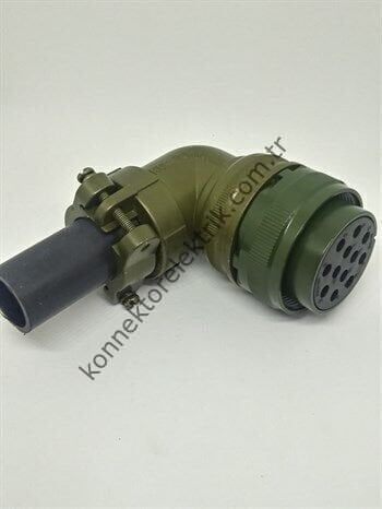 KUKDONG MS3108F 28-51S 12 Pin Metal Kasa 90° Açılı Kablo Tipi Dişi Askeri Konnektör