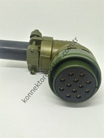 KUKDONG MS3108F 28-51S 12 Pin Metal Kasa 90° Açılı Kablo Tipi Dişi Askeri Konnektör