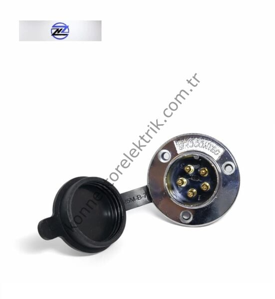 HZ CONNECTORS 25M-5E Yuvarlak Flanşlı 5 Pinli Metal Kasa Panel Tipi Erkek Konnektör