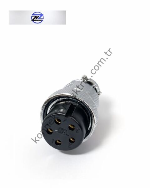 HZ CONNECTORS GX25 25M-5A 5 Pin Metal Kasa Kablo Tipi Dişi Mike (Mayk) Konnektör