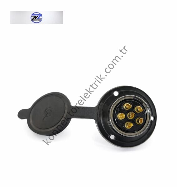 HZ CONNECTORS GX25 25M-6E Yuvarlak Flanş 6 Pin Metal Kasa Panel Tipi Erkek Mike (Mayk) Konnektör