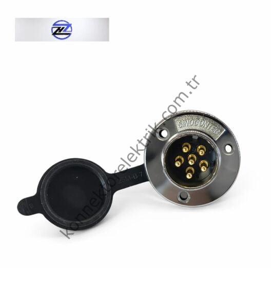 HZ CONNECTORS GX25 25M-6E Yuvarlak Flanş 6 Pin Metal Kasa Panel Tipi Erkek Mike (Mayk) Konnektör