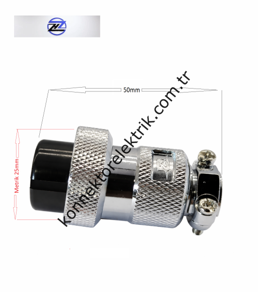 HZ CONNECTORS GX25 25M-6A 6 Pin Metal Kasa Kablo Tipi Dişi Mike (Mayk) Konnektör
