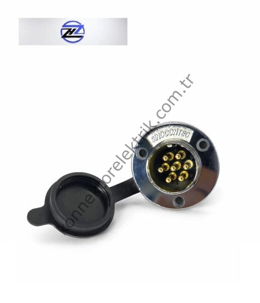 HZ CONNECTORS GX25 25M-7E Yuvarlak Flanş 7 Pin Metal Kasa Panel Tipi Erkek Mike (Mayk) Konnektör